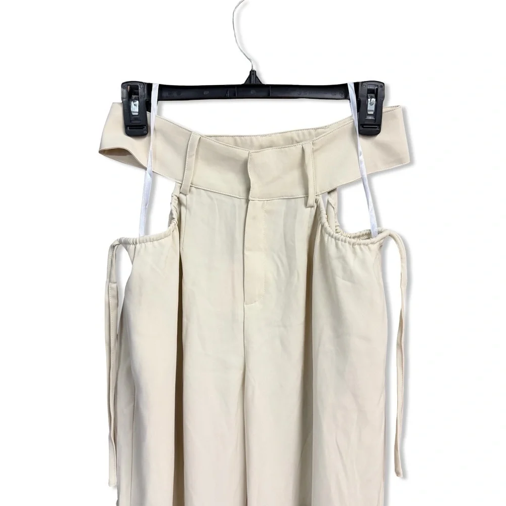 Superdown Benny pants cut out Cream Wide-Leg trousers Revolve NWT M - Picture 5 of 9